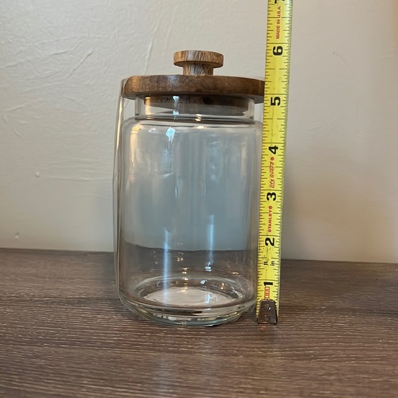 Accents Nwt Decorative Glass Canister With Wooden Lid Poshmark
